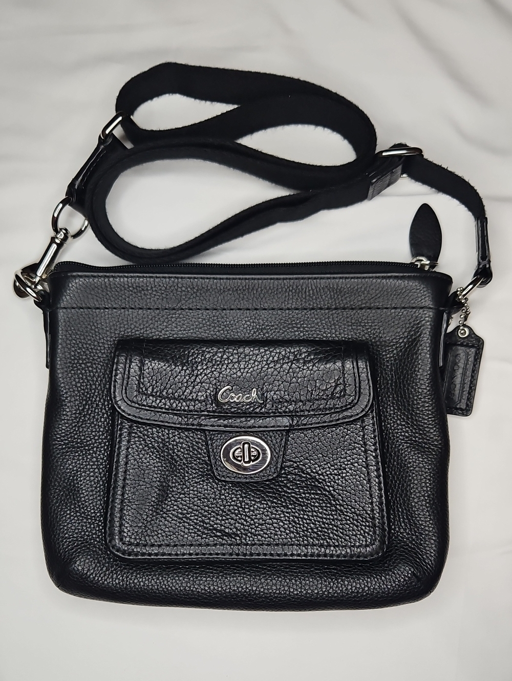 Coach Black Pebbled Leather Messenger Crossbody